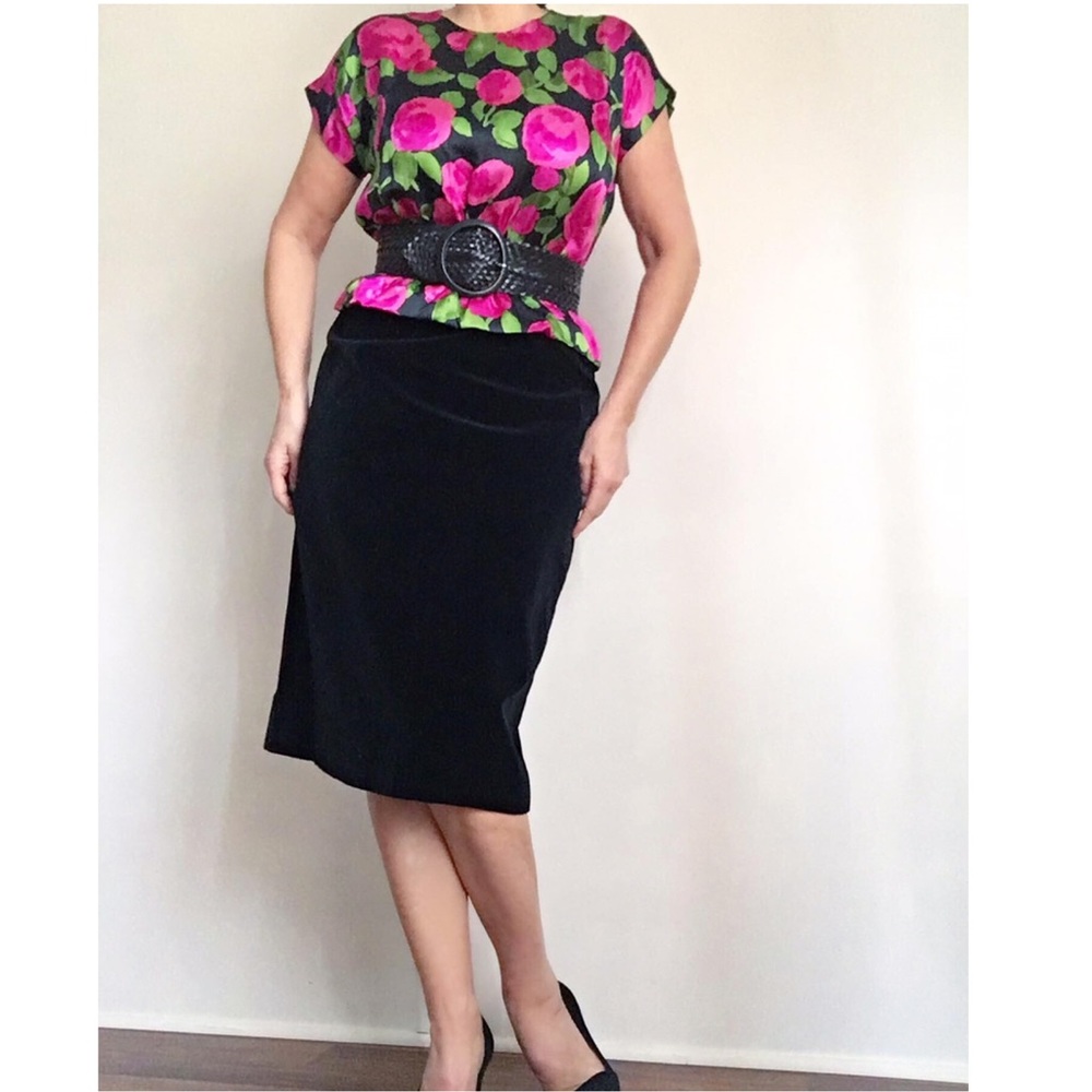 Vintage Silk &Velvet Peplum Cocktaildress